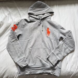 Polo by Ralph Lauren Gray Hoodie with Orange Logo
